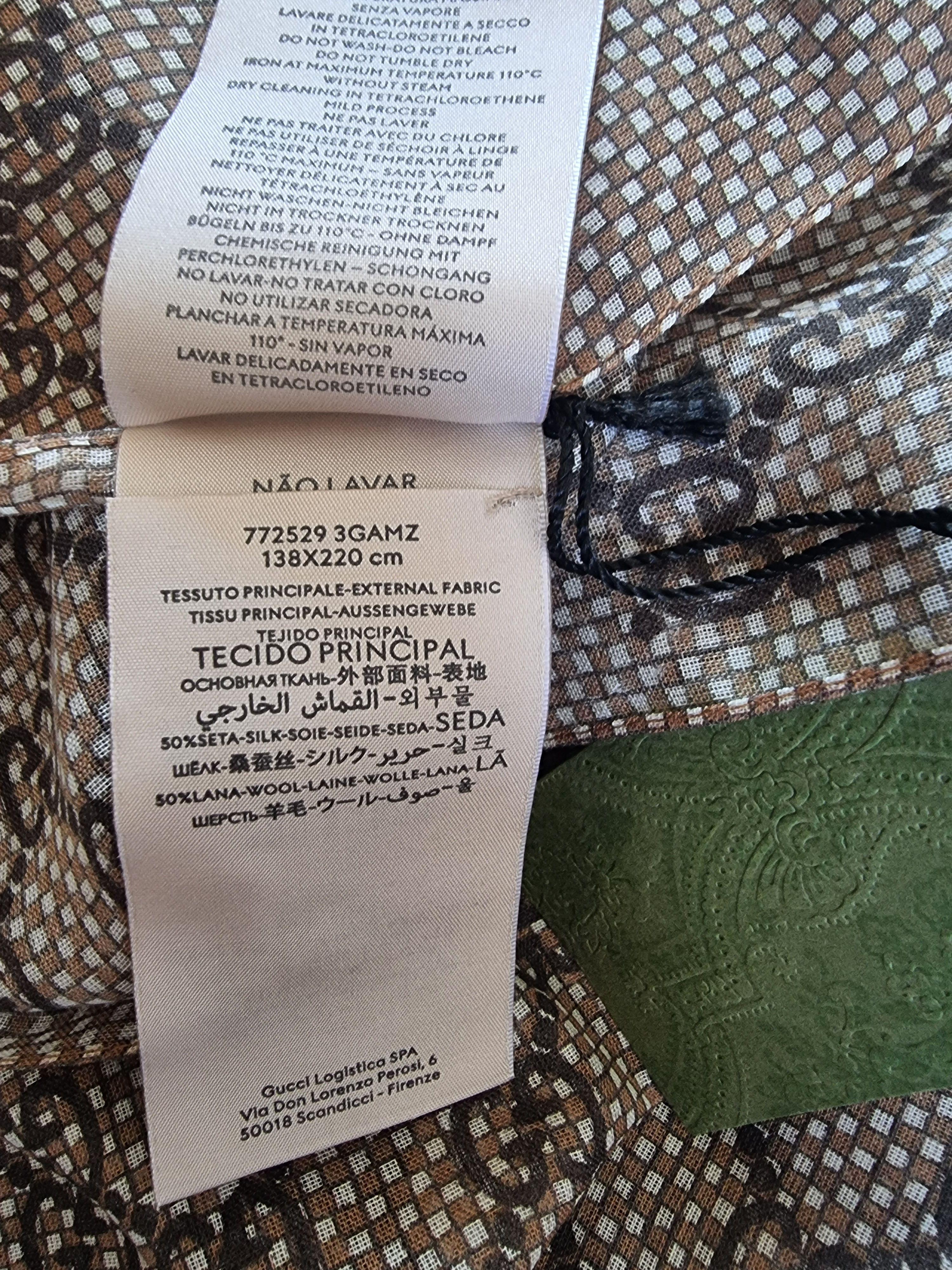Gucci Brown GG Silk/Wool Scarf/Stole