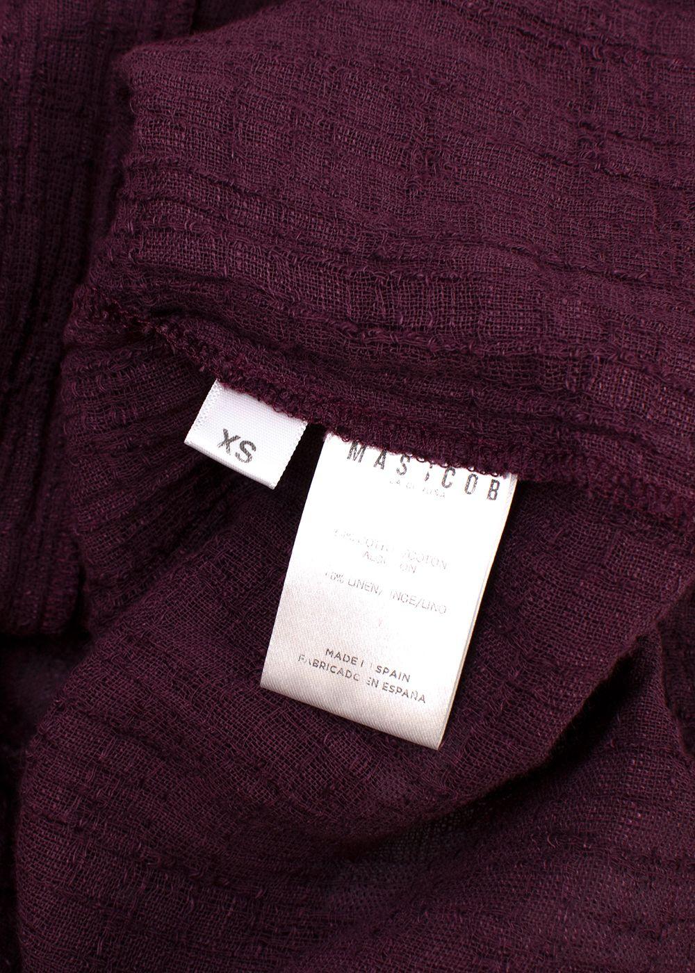 Masscob Burgundy Short Sleeve Sheer Blouse