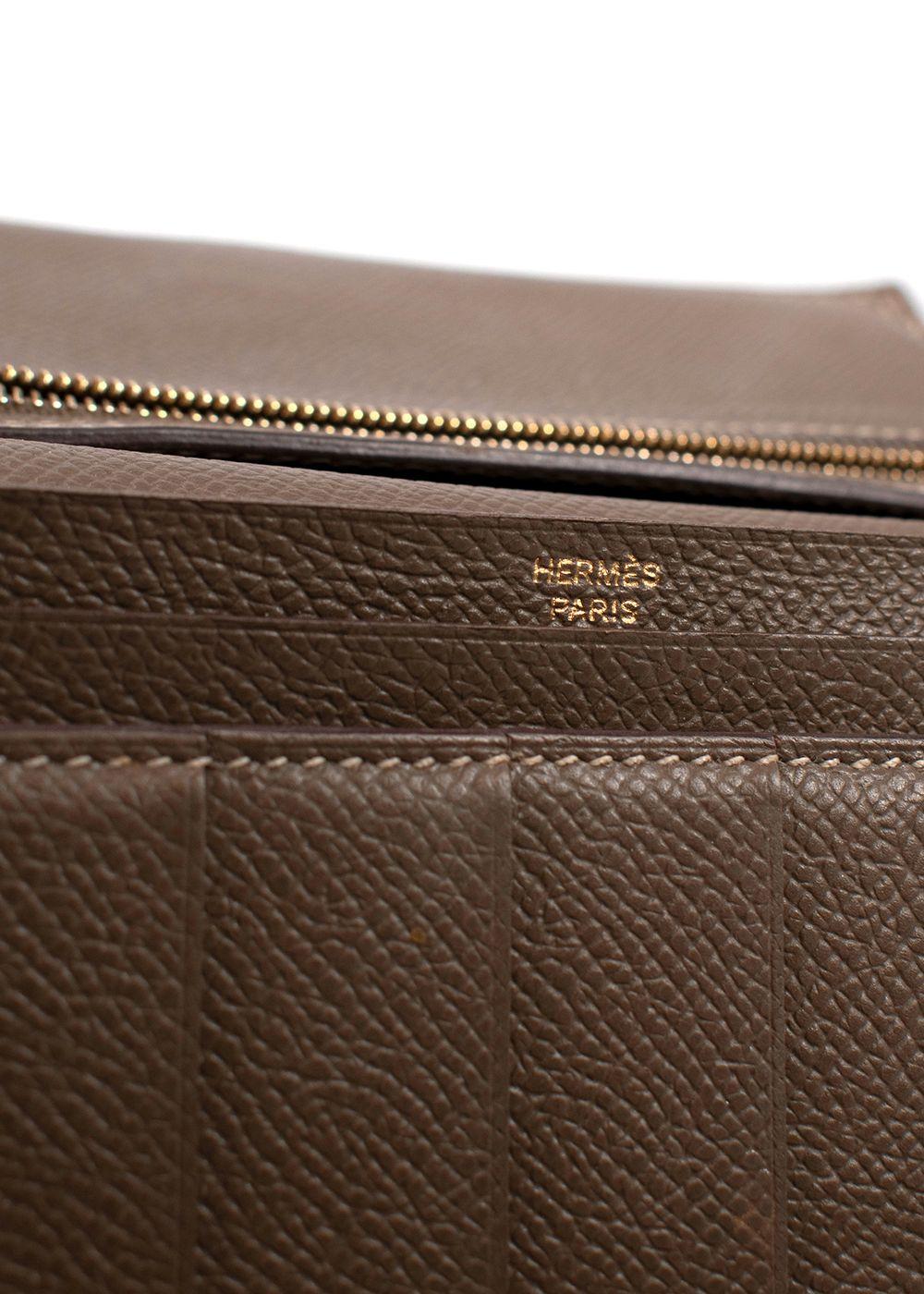 Hermes Etoupe Bearn Wallet With Gold Hardware