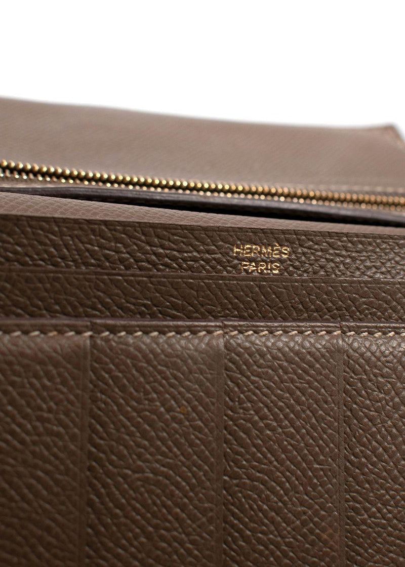 Hermes Etoupe Bearn Wallet With Gold Hardware