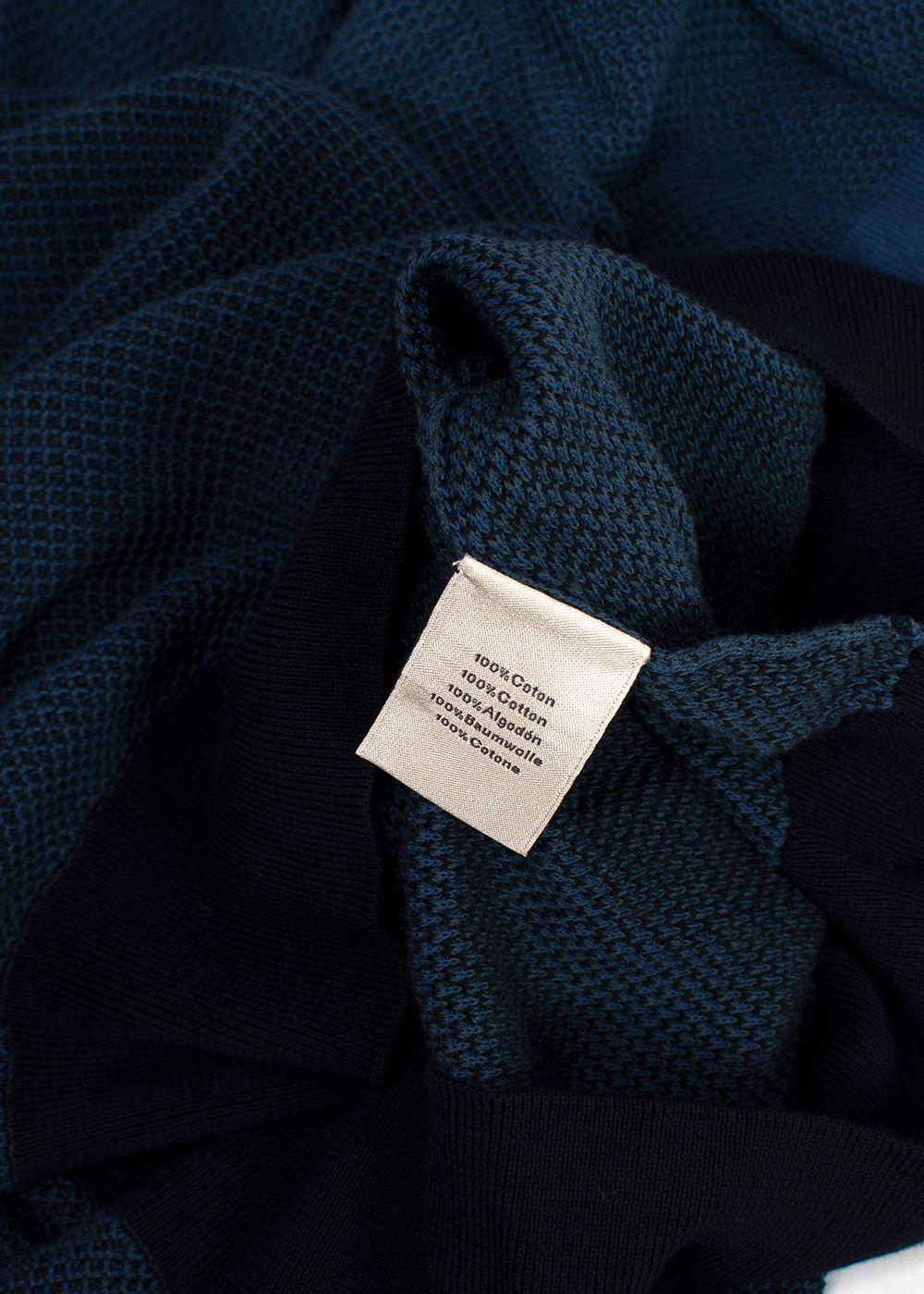 Hermes Blue Two-tone Knitted Cotton  T-Shirt