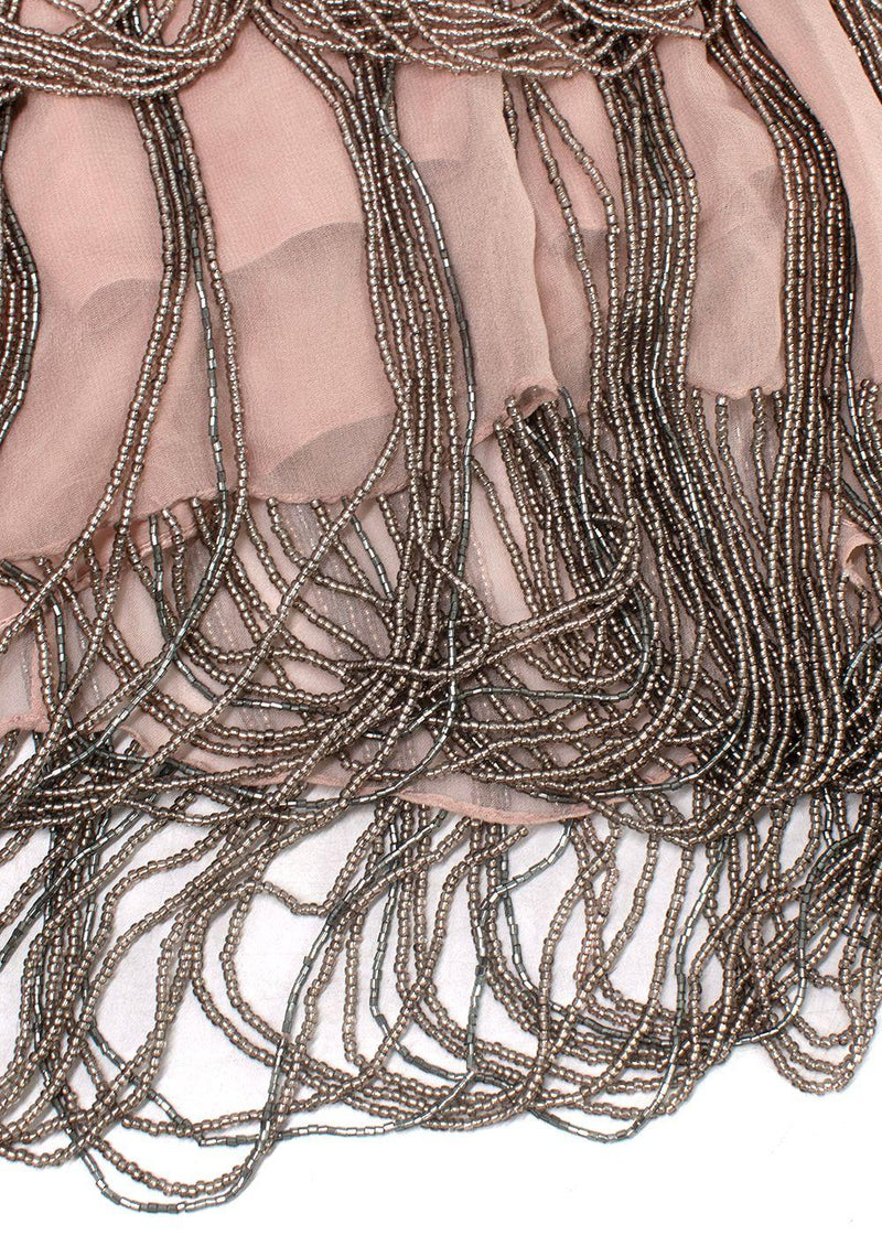Jenny Packham Beaded Layered Dusky Pink Mini Dress