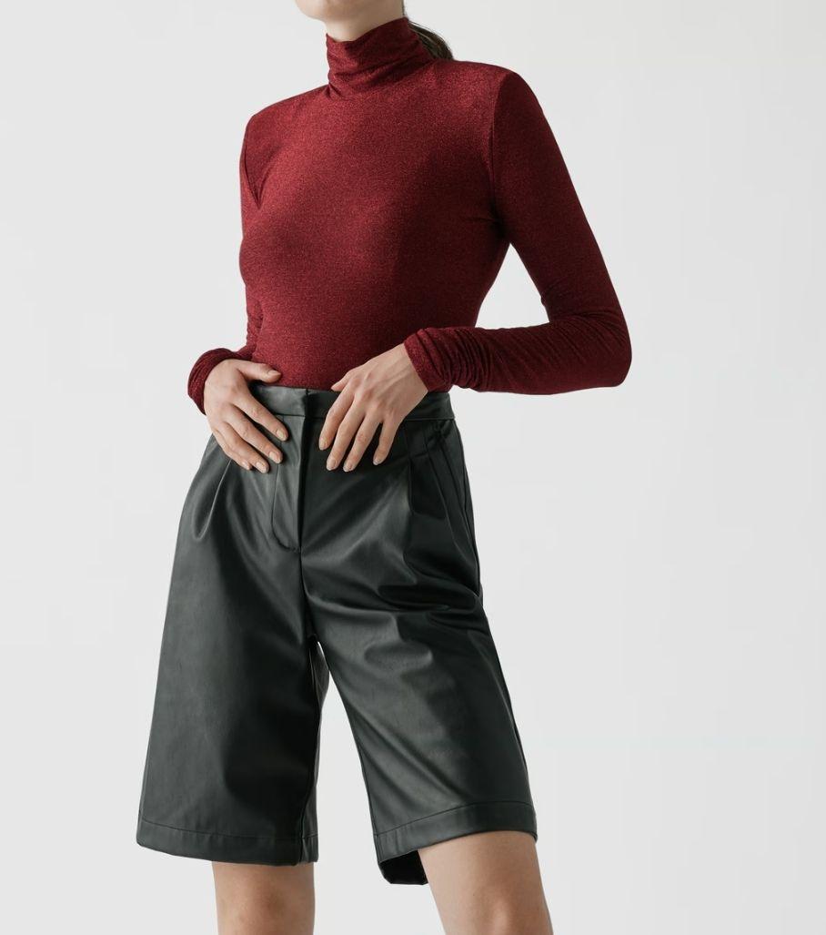 Alexandre Vauthier Burgundy Turtleneck Bodysuit