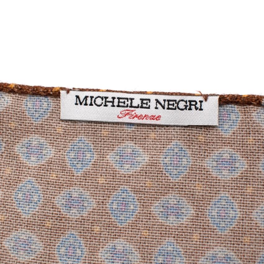 Michele Negri Brown & Blue Wool & Silk Handkerchief