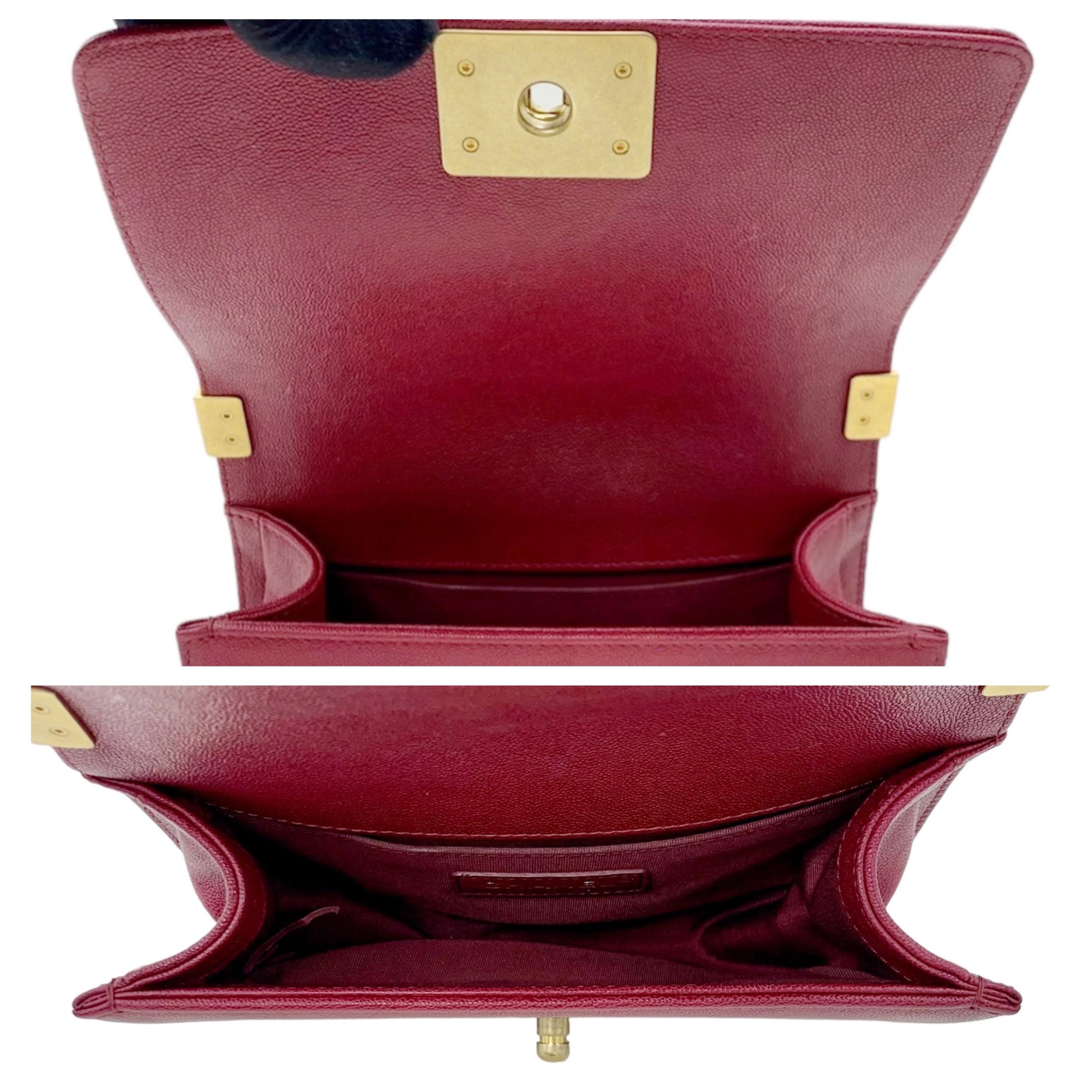 Chanel Red Caviar Leather Small Boy Bag