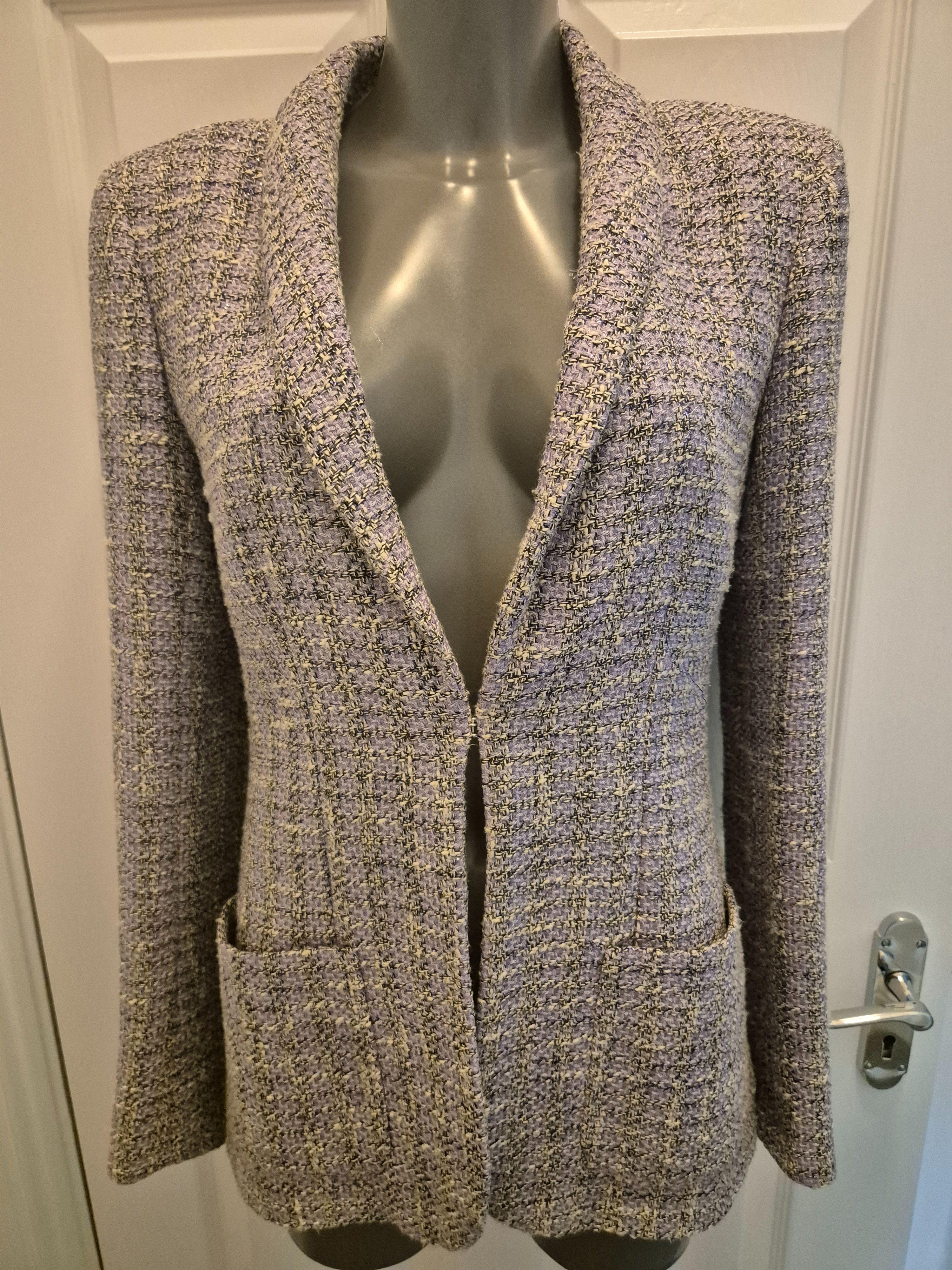 Chanel Lilac Single Breasted Tweed Blazer