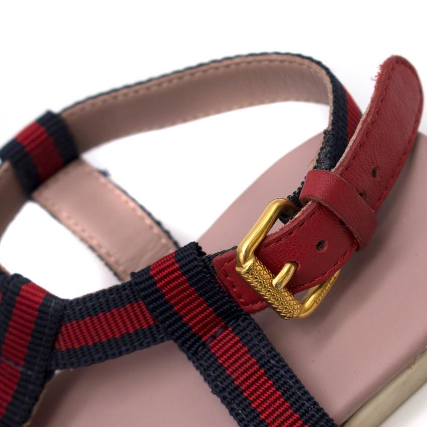 Gucci Girls' Red & Navy Striped Sandals