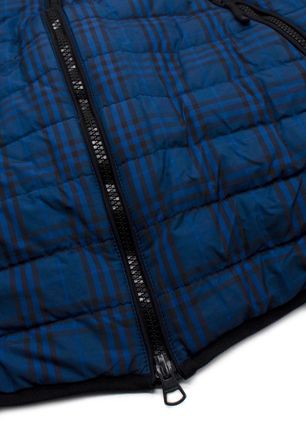 Burberry Blue Check Nylon Hooded Puffer Gilet