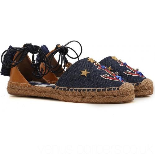 Dolce & Gabbana Anchor Embroidered fringed leather espadrilles