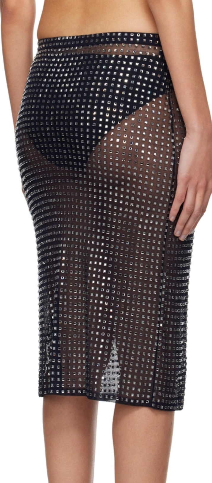 Christopher Esber Navy Cristalla Midi Skirt