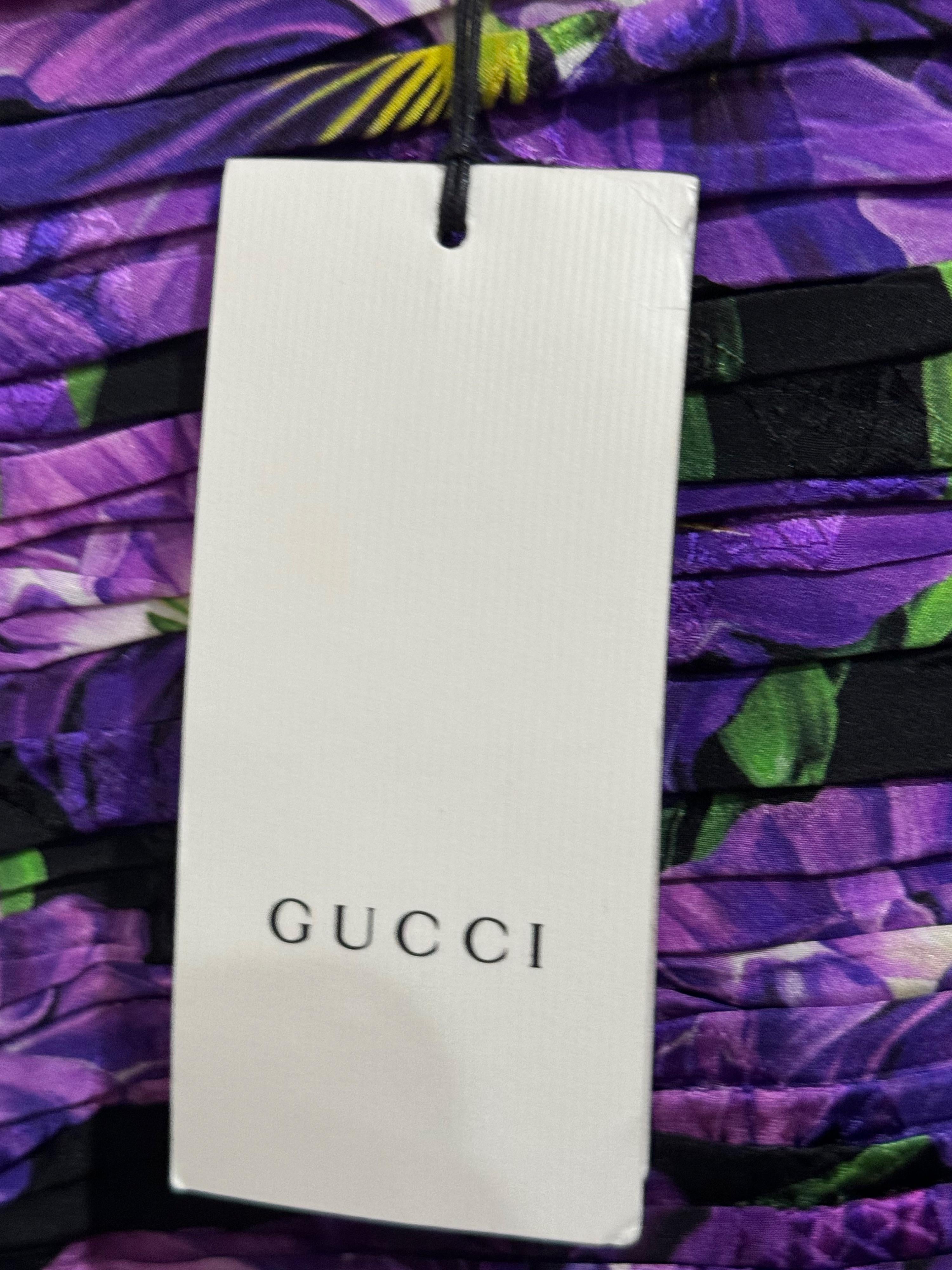Gucci Purple Silk Dress with Yellow Corsage Flower