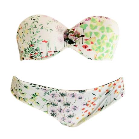 Cotton Club Italy Couture Floral Bandeau Tie Bikini