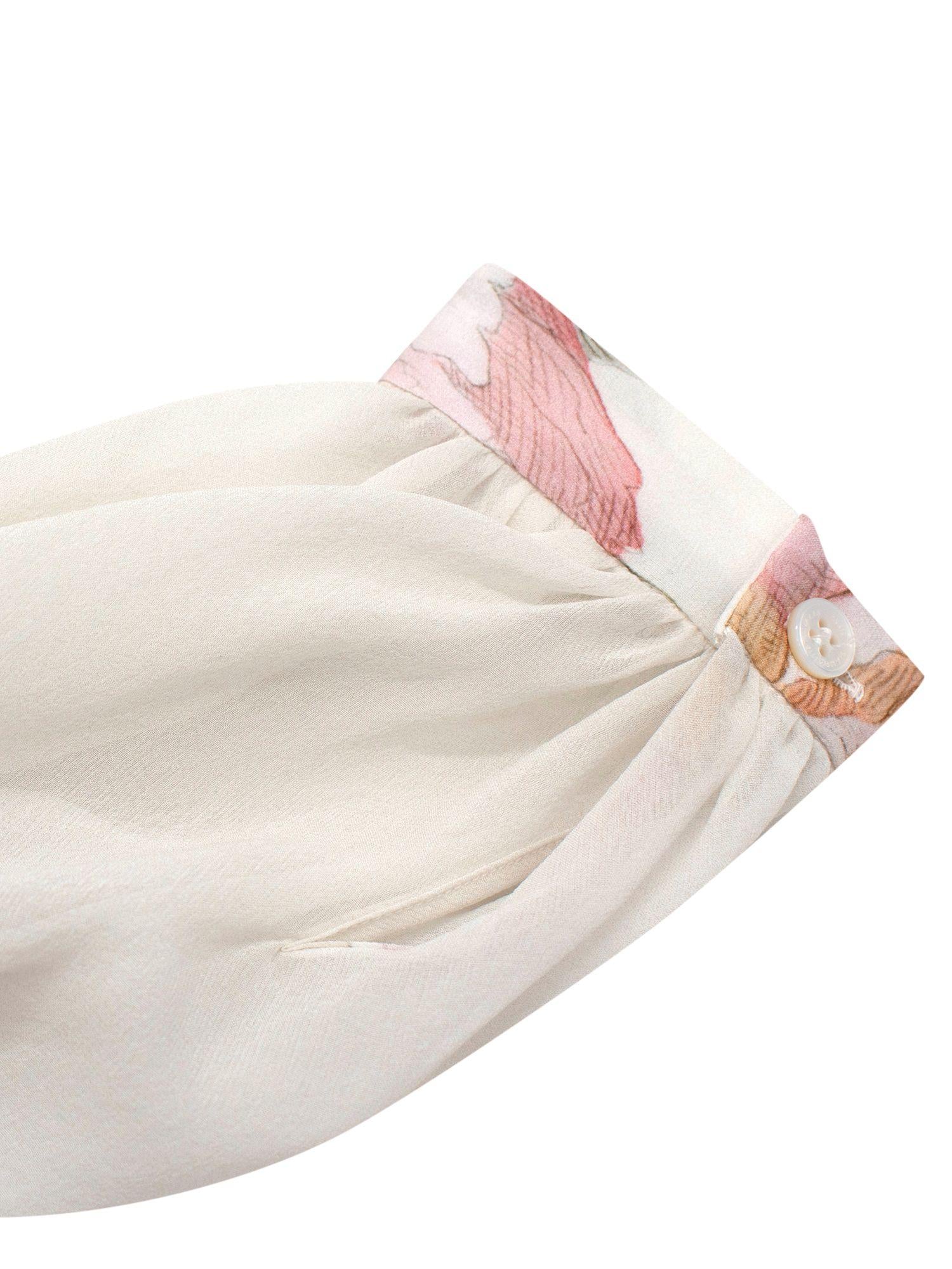 Giambattista Valli Multi Peony Print Silk Blouse