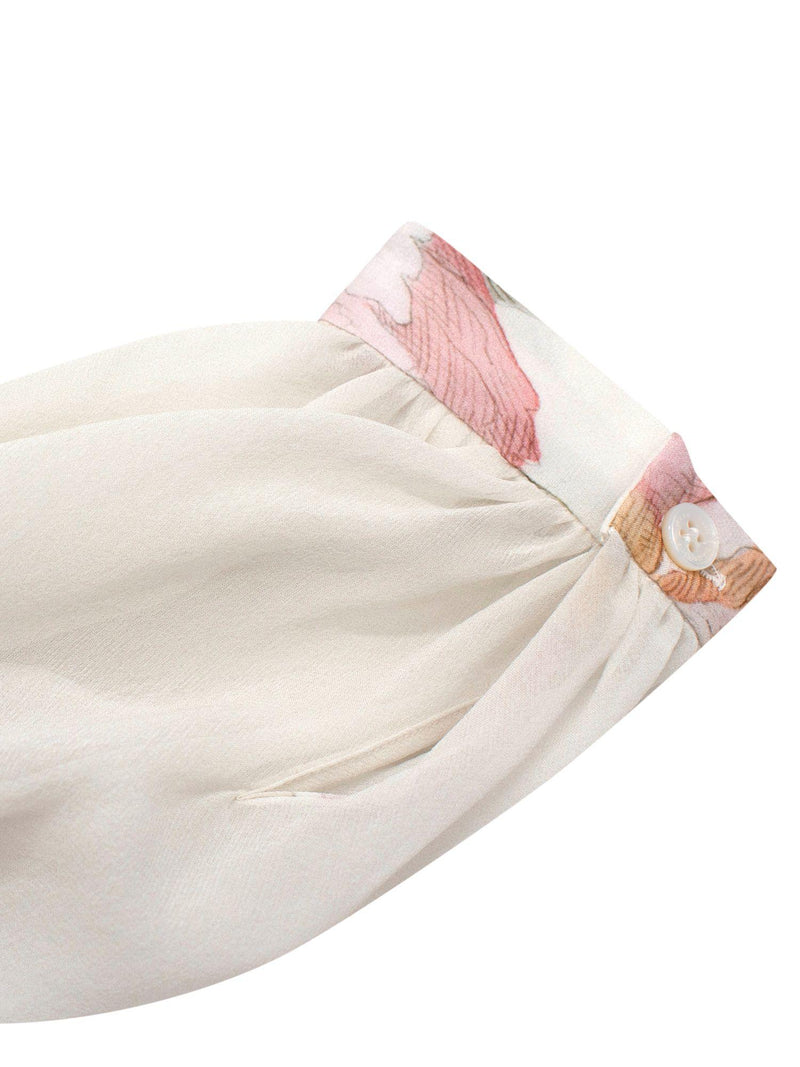 Giambattista Valli Multi Peony Print Silk Blouse