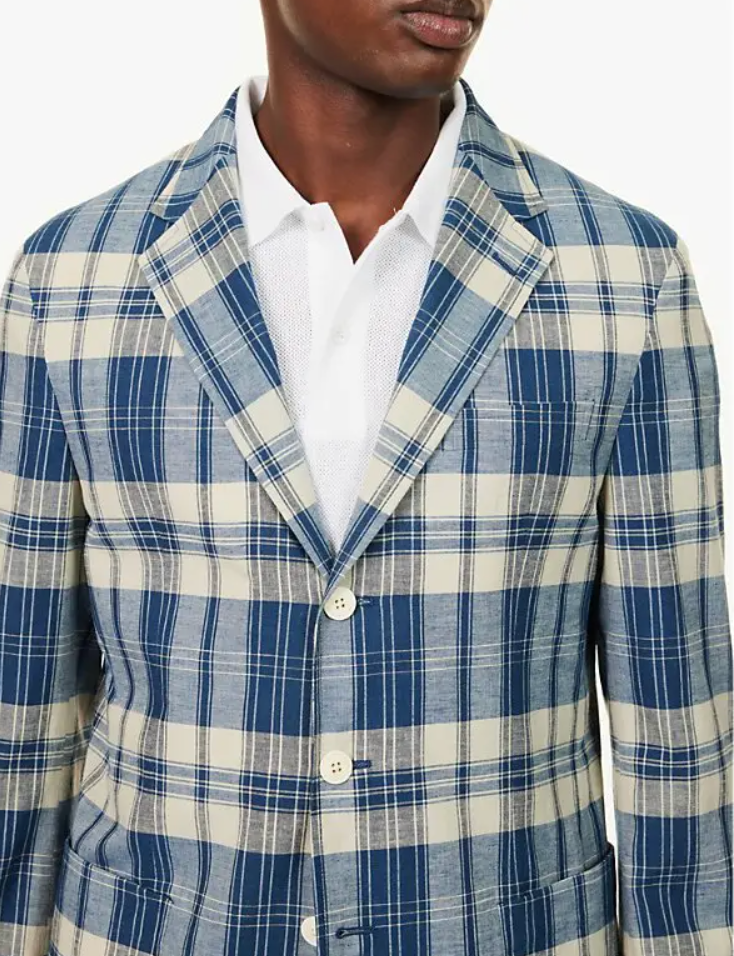Ralph Lauren  Checked Single-Breasted Cotton Blazer