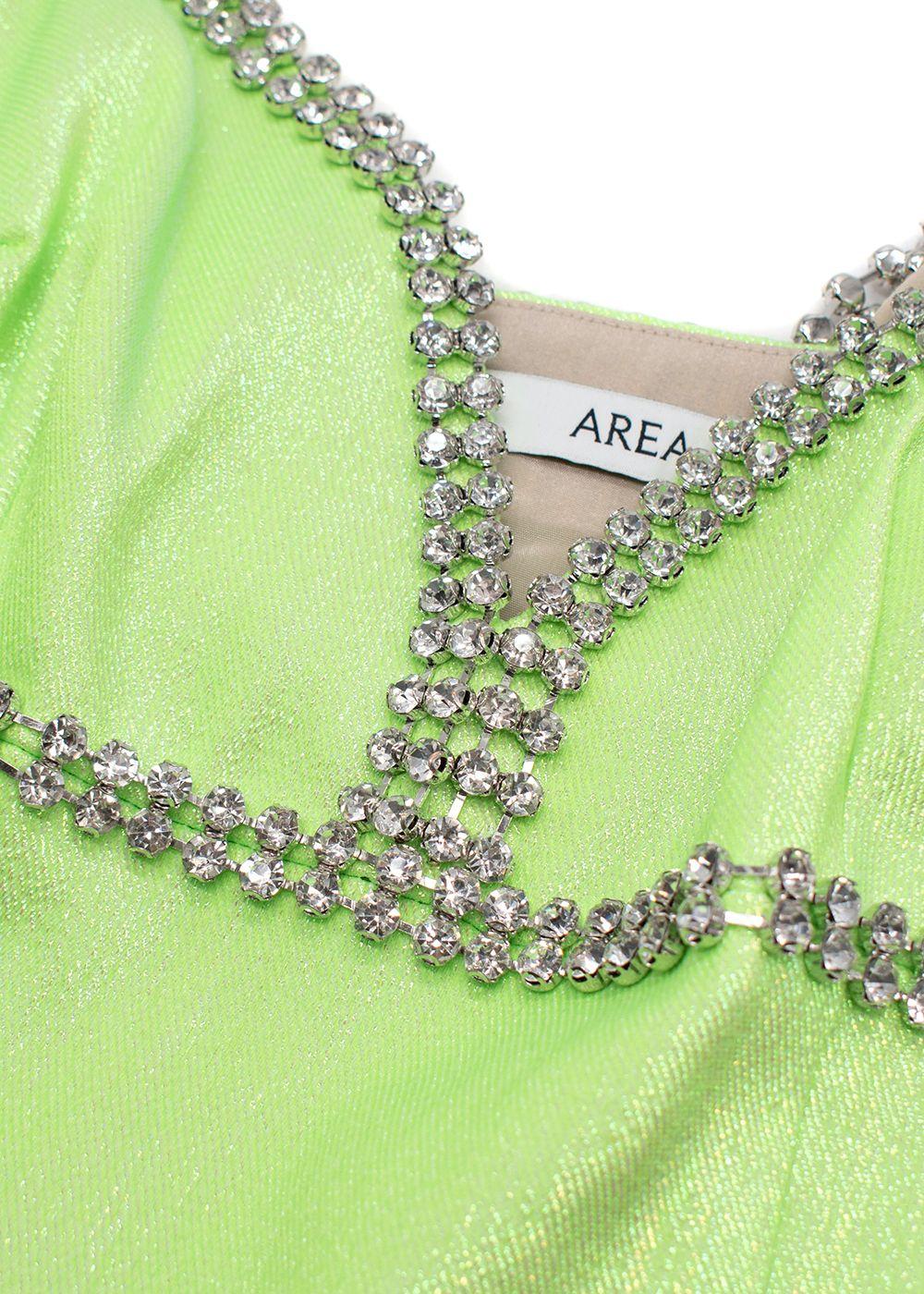 Sold Out AREA Green Crystal Embellished Strap Dress