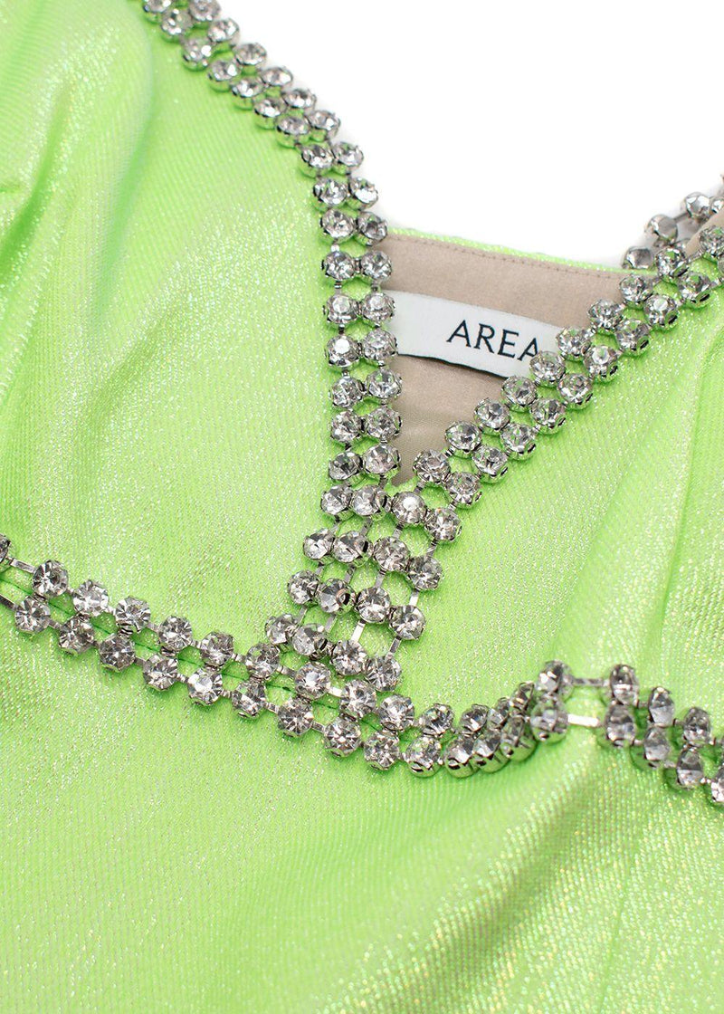 Sold Out AREA Green Crystal Embellished Strap Dress