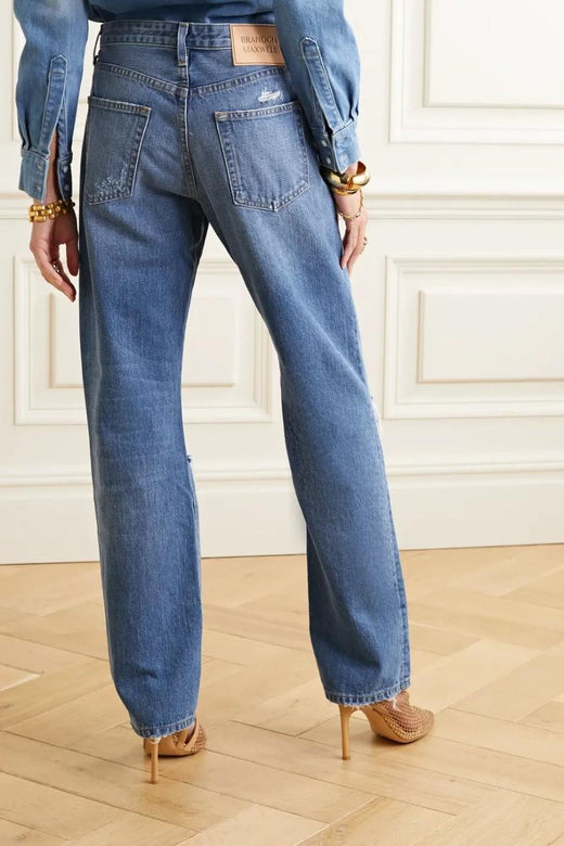 Brandon Maxwell distressed boyfriend jeans