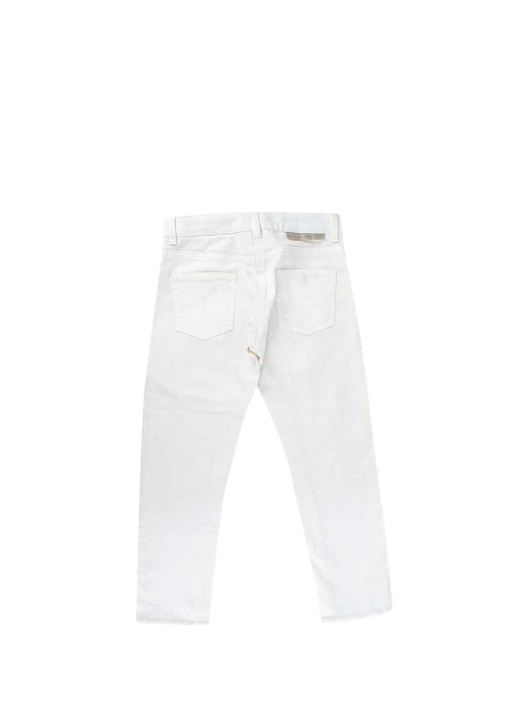 White Skinny Fringed Hem Jeans