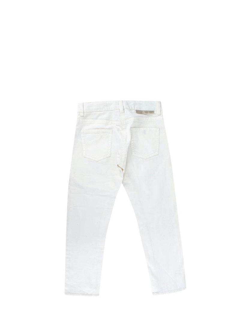 White Skinny Fringed Hem Jeans