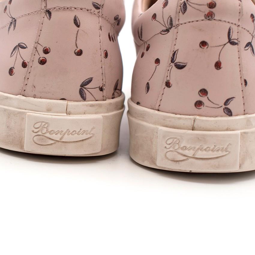 Bonpoint Leather Baby Pink Cherry Motif Low-Top Sneakers
