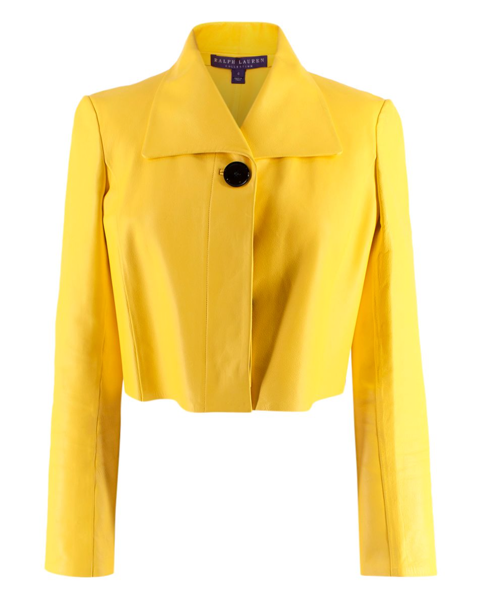 Ralph Lauren Collection Cropped Yellow Leather Jacket