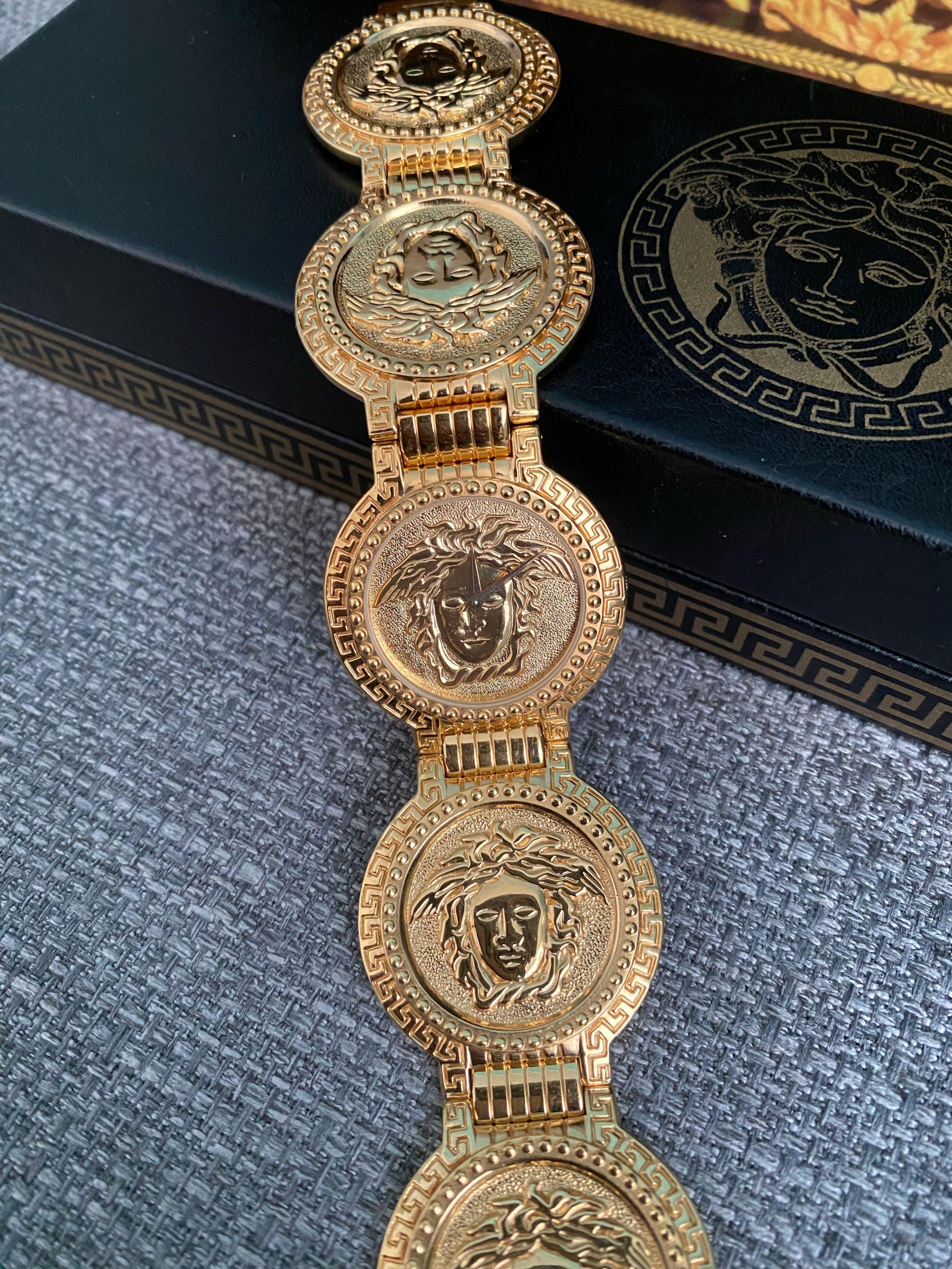 Vintage Gold Plated Medusa Head Coin Watch