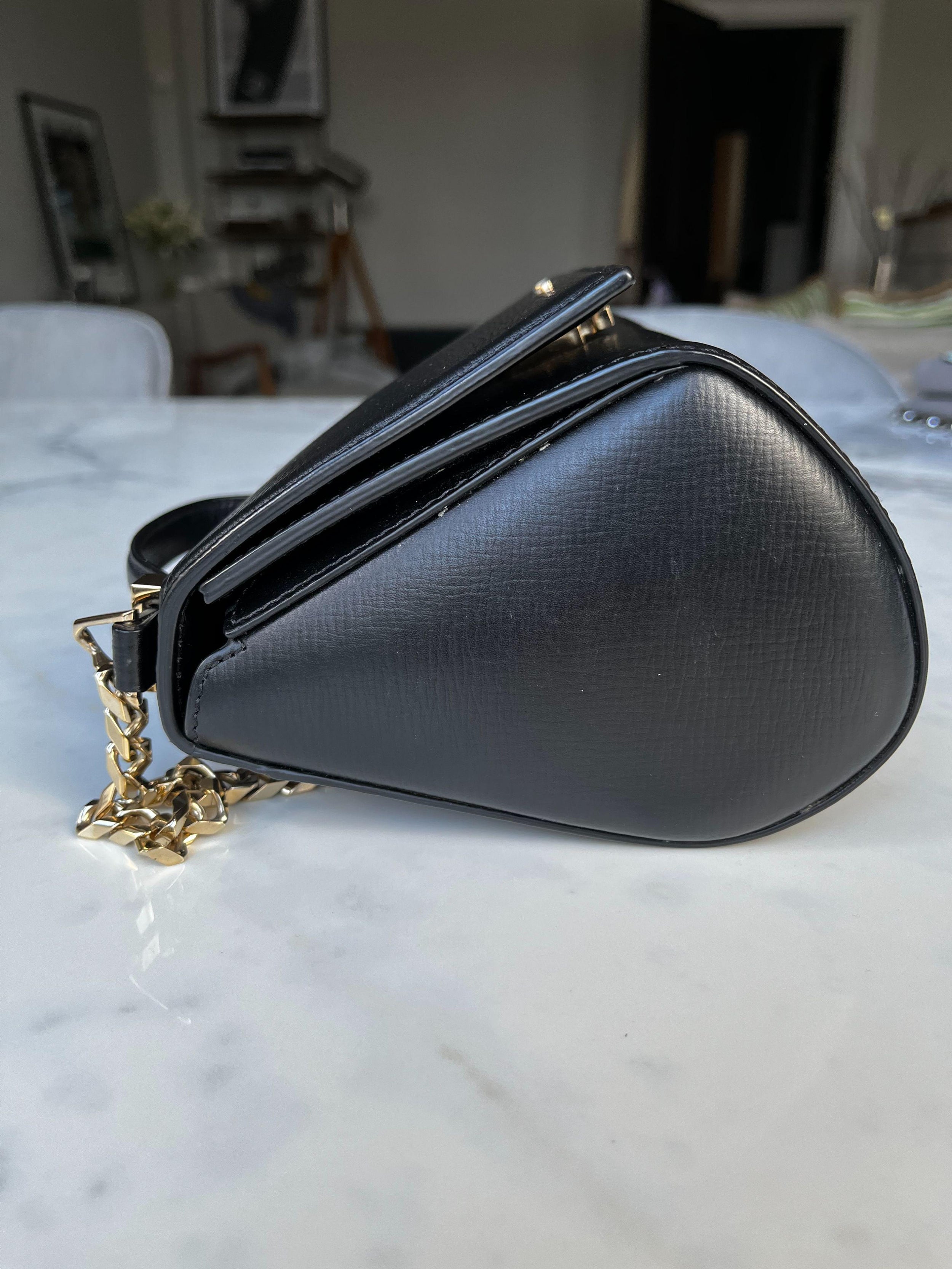 Black leather mini Pandora box bag
