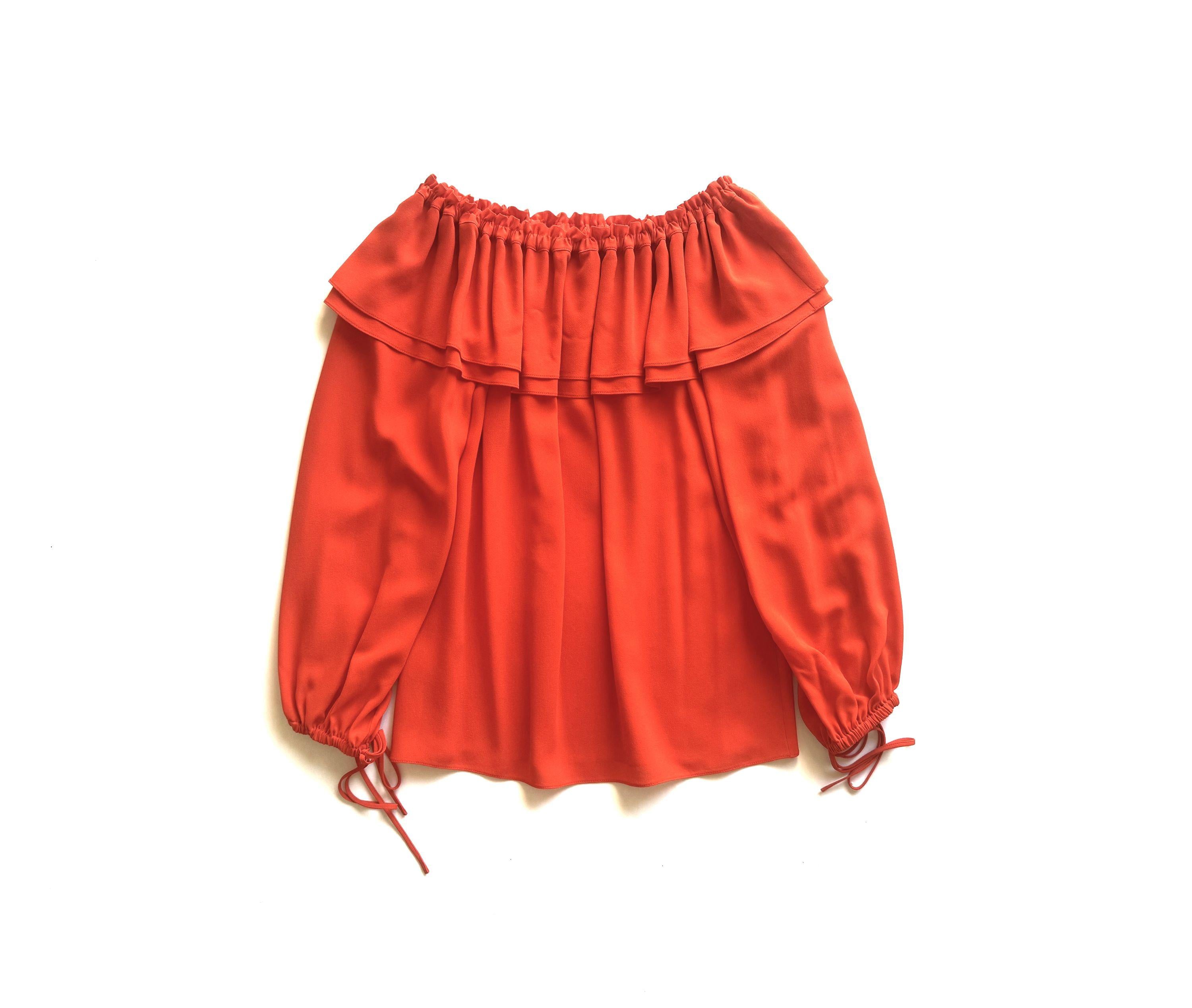 Michael Kors Red Off The Shoulder Crepe Top