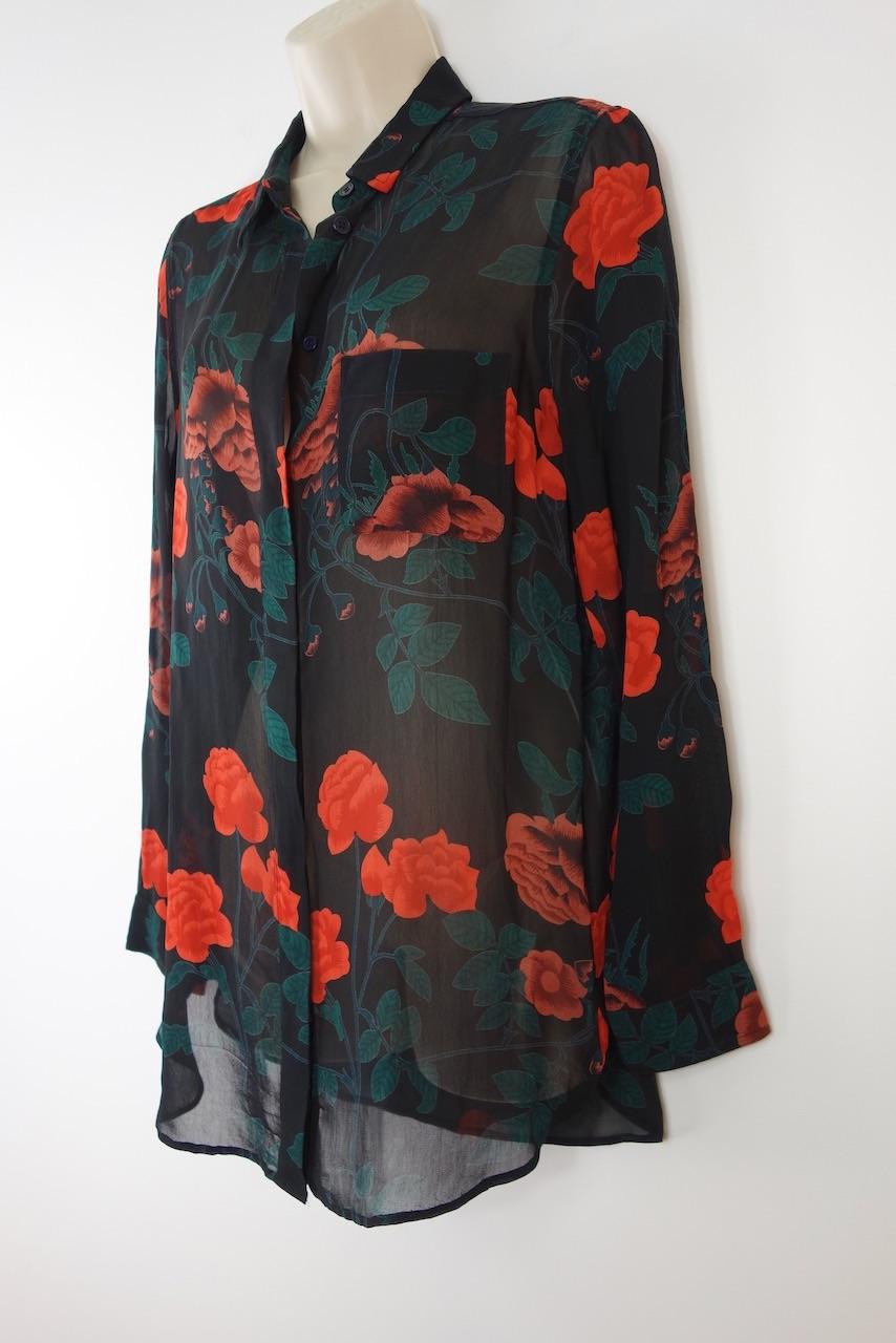 Ganni Black Rose Print Newman Shirt