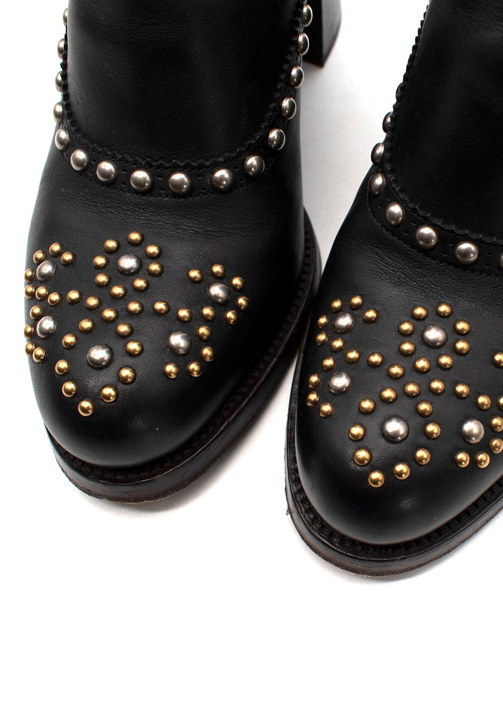 Prada Black Studded Western Boots