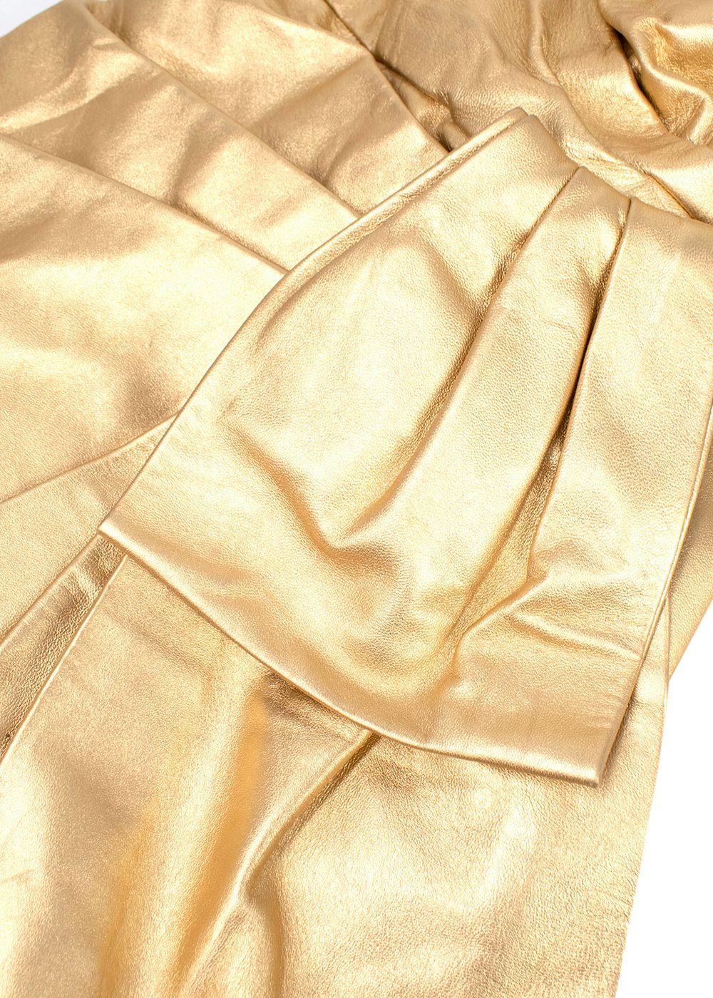Dundas Strapless Ruched Metallic Leather Dress