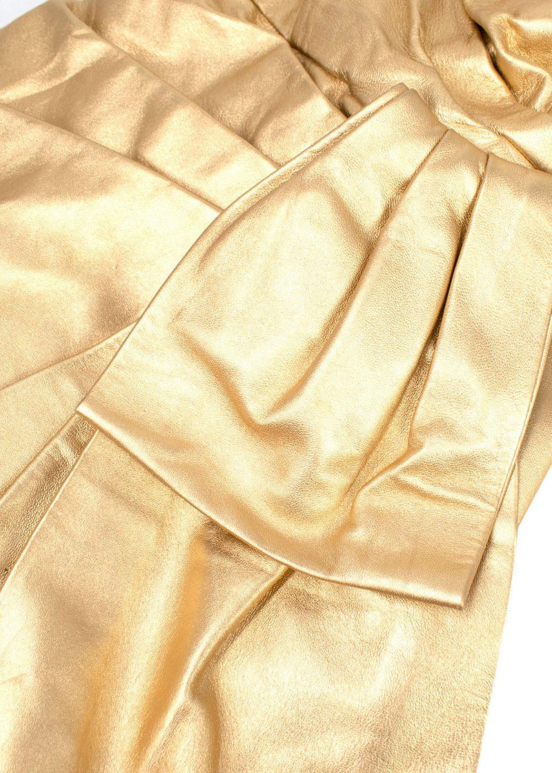 Dundas Strapless Ruched Metallic Leather Dress