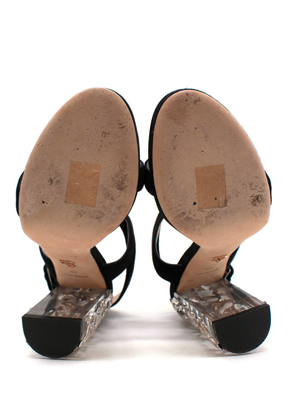 Ralph & Russo Black Suede Eden Plexi Sandals