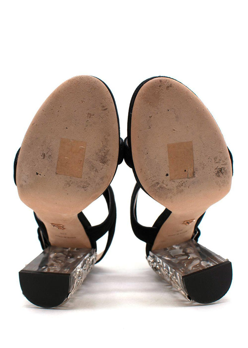 Ralph & Russo Black Suede Eden Plexi Sandals