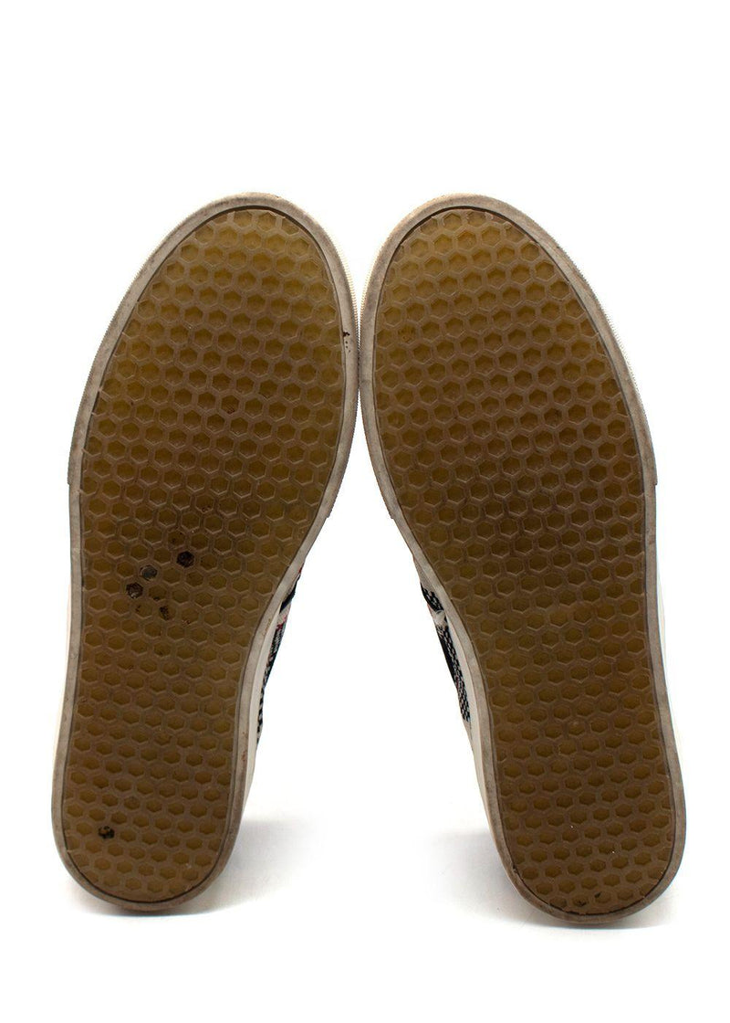 Celine Red and Black Check Slip On Trainers