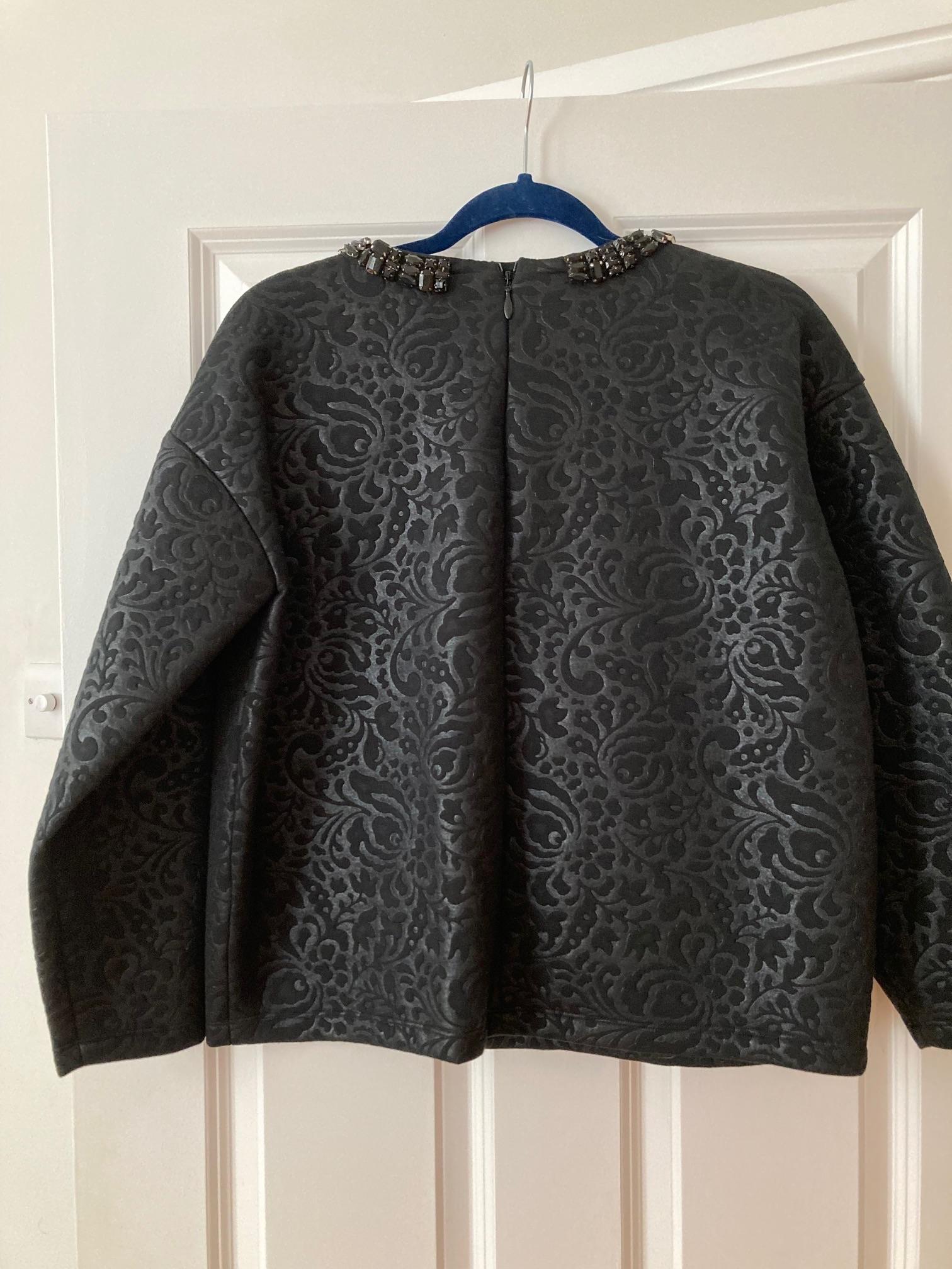 Black brocade crystal trim top