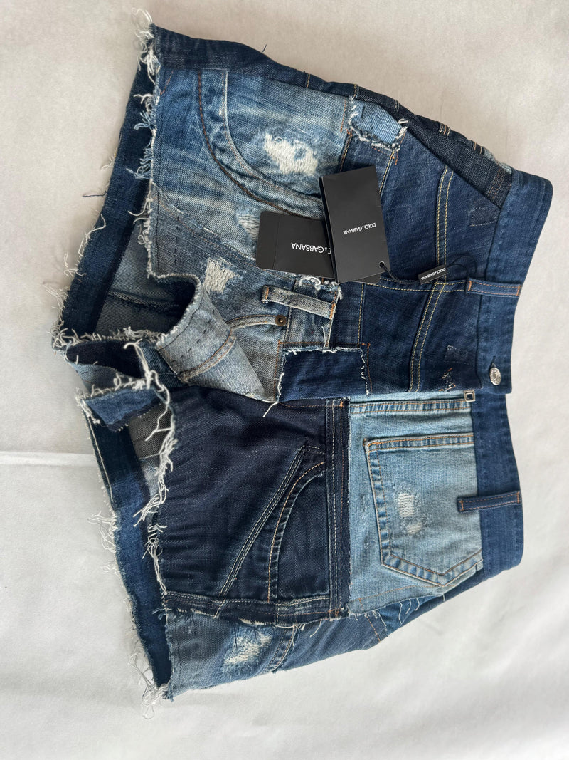 Patchwork Denim Shorts