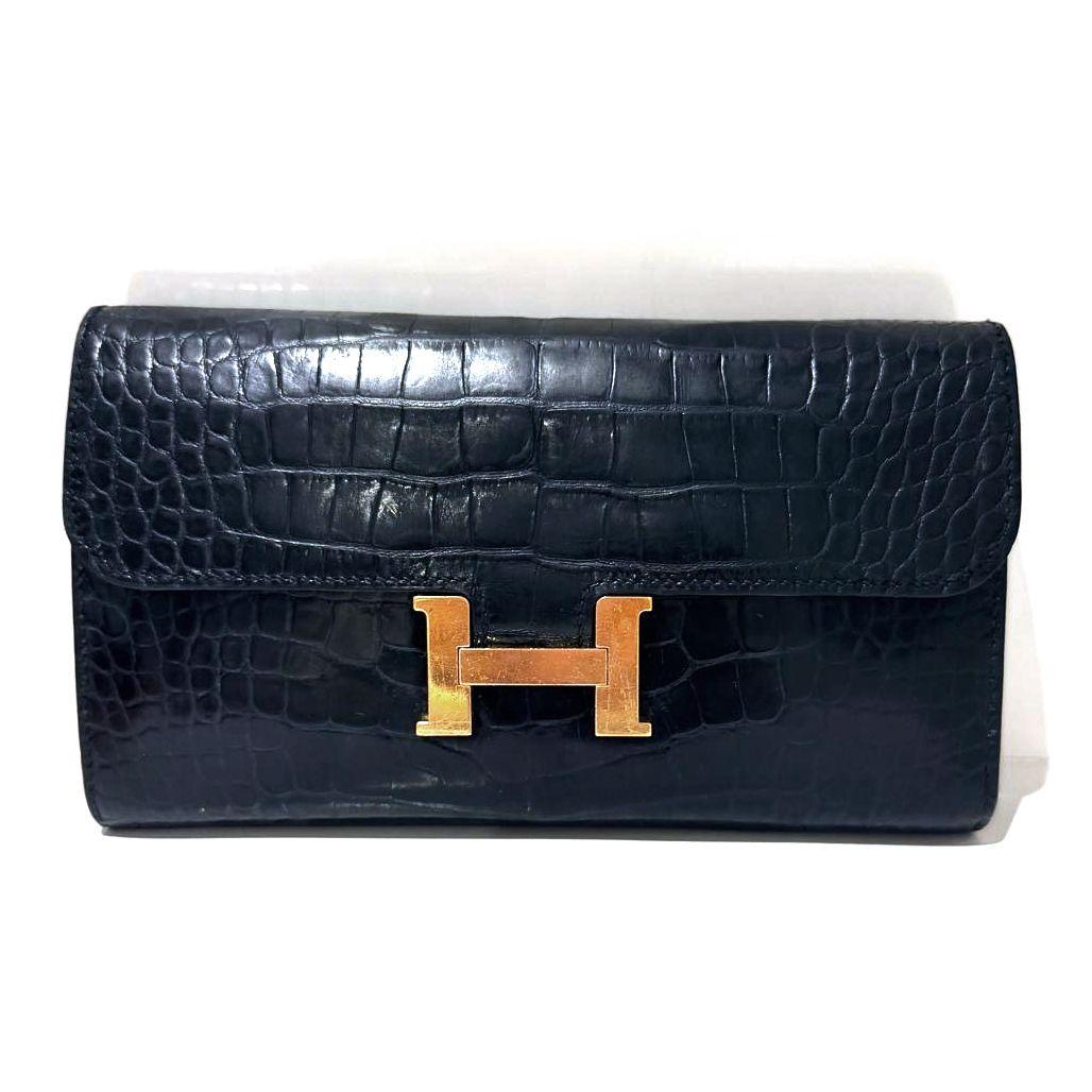 Hermes Alligator Black Constance Wallet