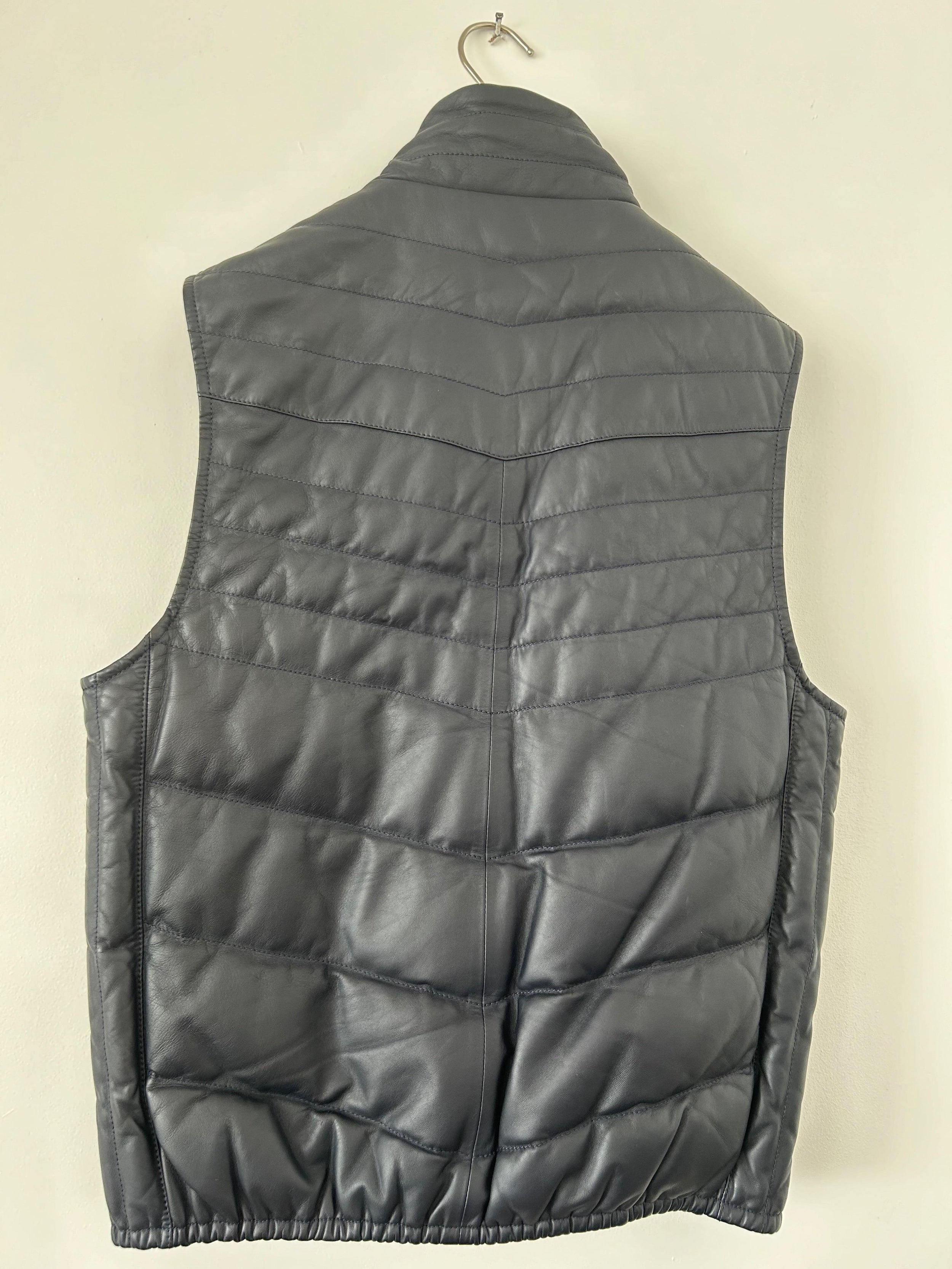 Brunello Cucinelli Black Leather Gilet