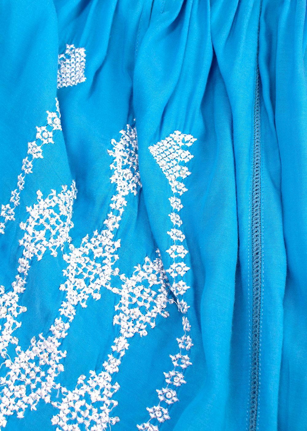Melissa Odabash Blue & White Embroidered Kaftan