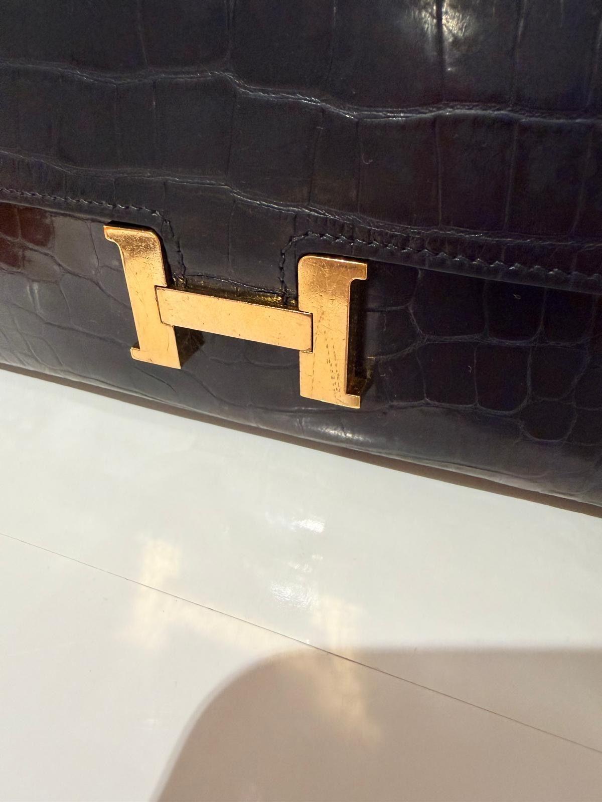 Hermes Alligator Black Constance Wallet