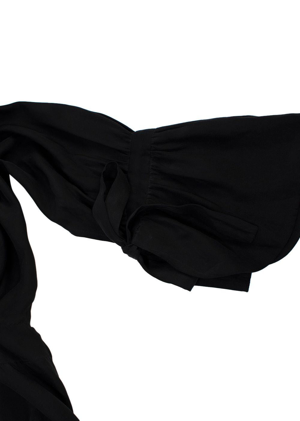 Frame Black Silk Voluminous Cuff Blouse