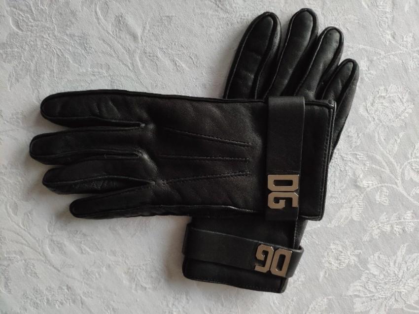 Dolce & Gabbana DG Black Leather Gloves