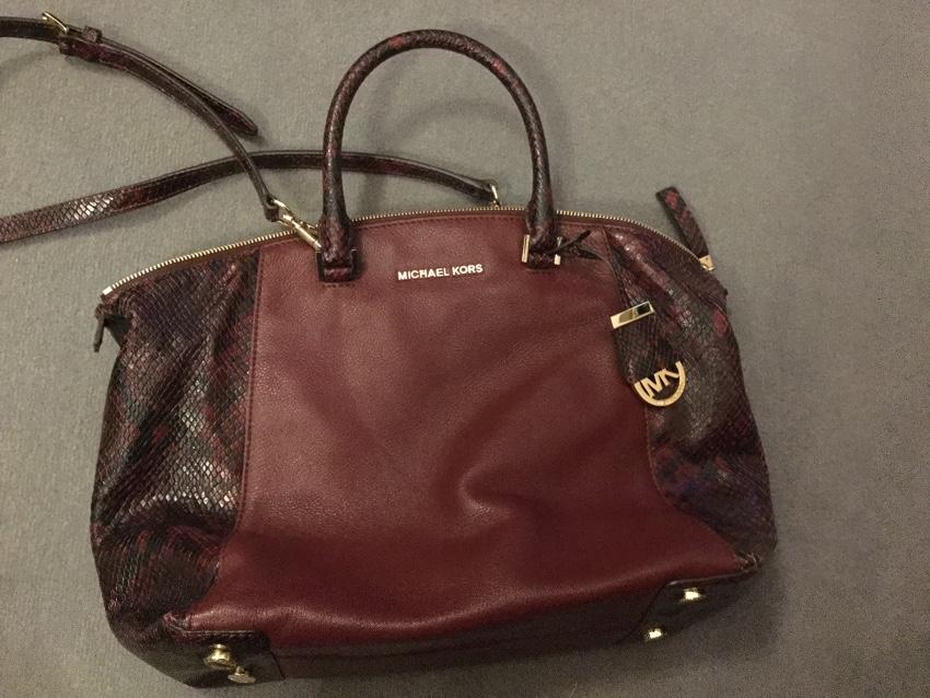 Michael Michael Kors Snake Skin Burgundy Tote Bag