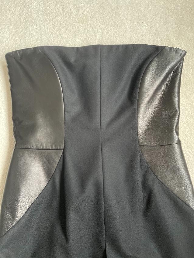 Yves Saint Laurent Vintage Black Leather Panelled Strapless Mini Dress