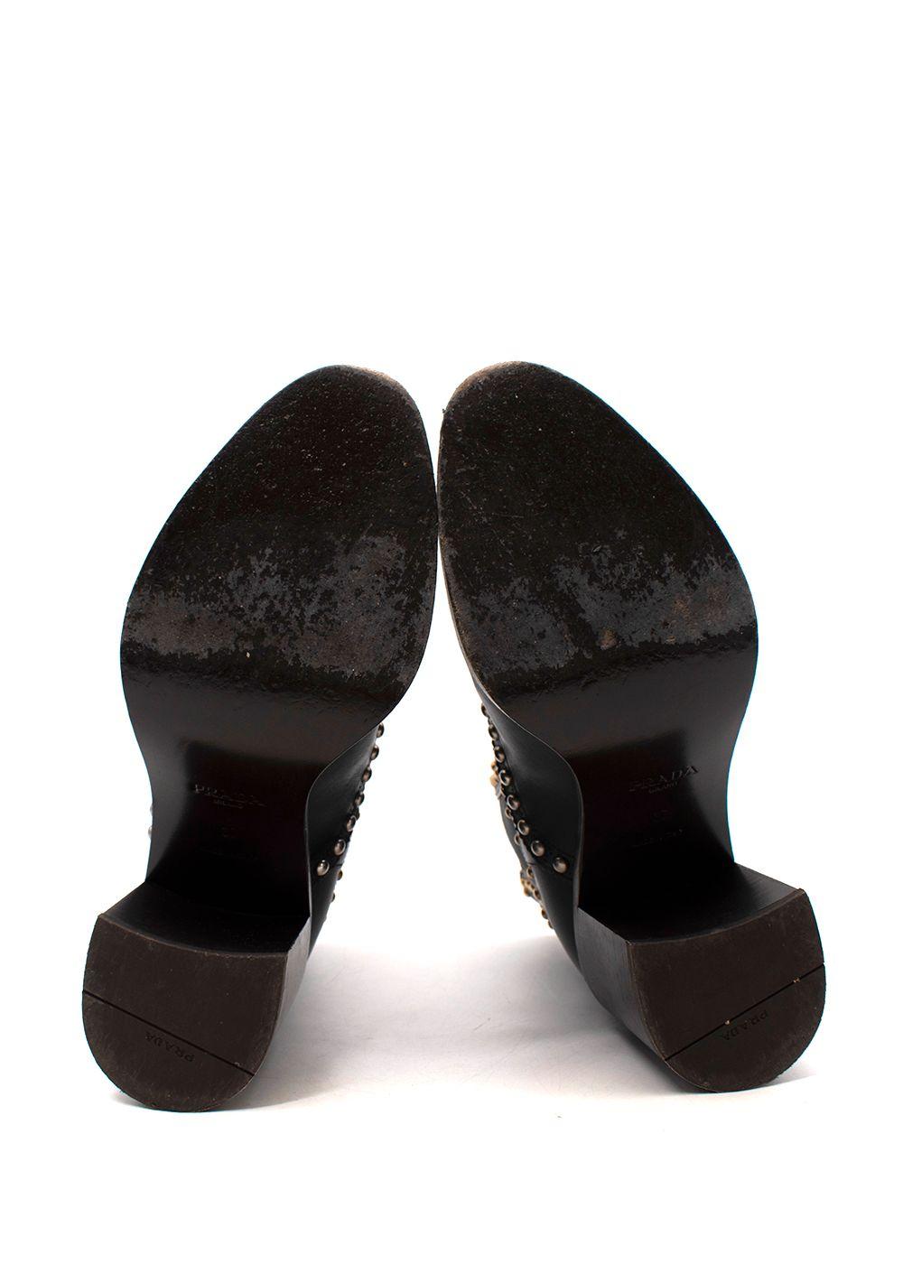 Prada Black Studded Western Boots