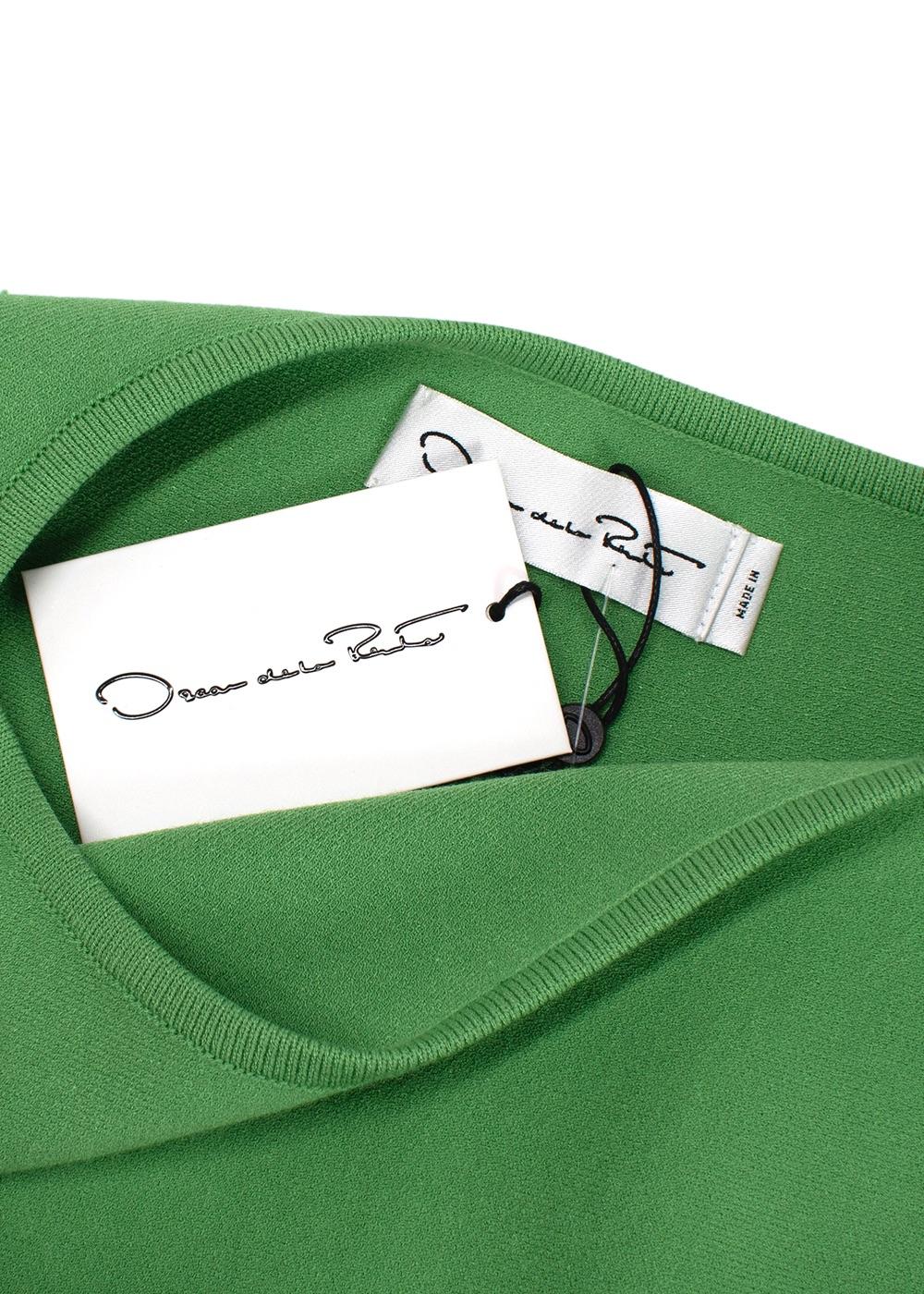 Oscar de La Renta Green Banana Leaf Cut-out Swing Dress