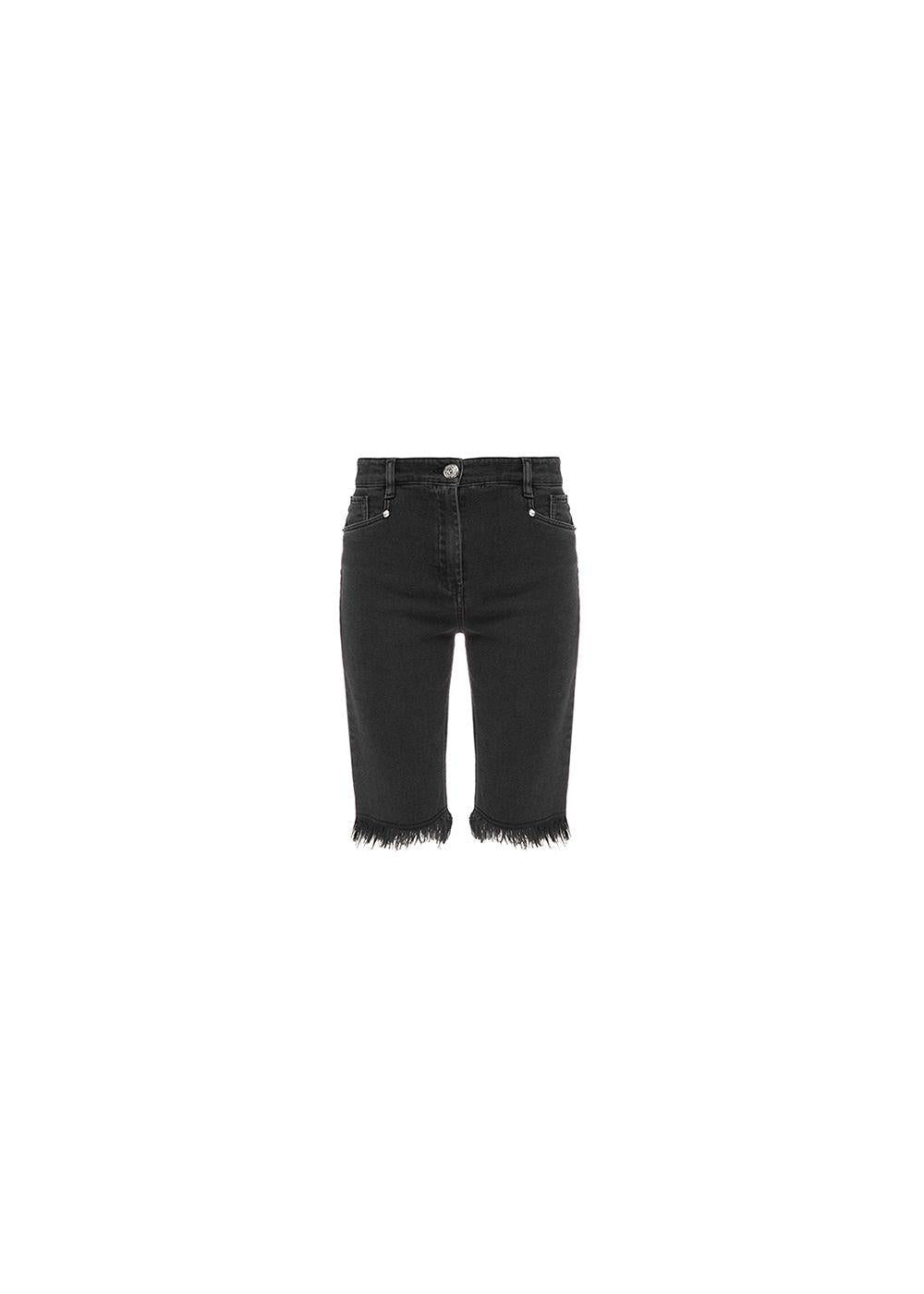 Black denim cut-off bermuda shorts