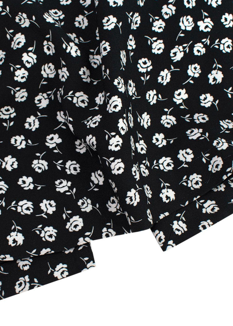 Dolce & Gabbana Black Floral Print Crepe Midi Dress